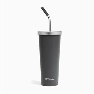 NIP Vitamix 24 oz. Stainless Steel Insulated Tumbler Grey w/Straw